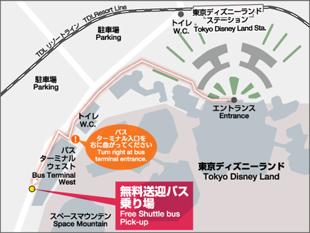 東京ディズニーリゾート、バス送迎乗り場案内